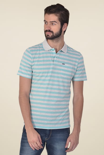 Club Fox Turquoise & Grey Half Sleeves Polo T-Shirt Club Fox Turquoise & Grey Half Sleeves Polo T-Shirt
