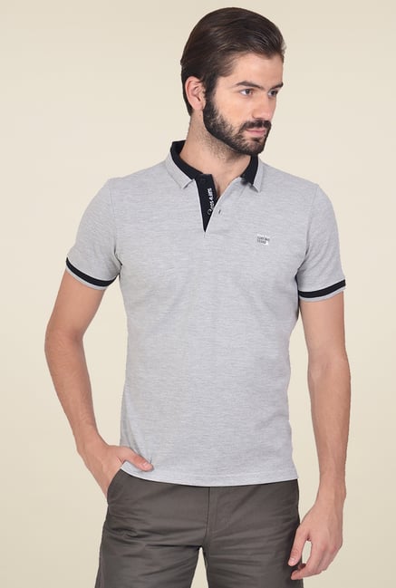 Club Fox Light Grey Cotton Polo T-Shirt Club Fox Light Grey Cotton Polo T-Shirt