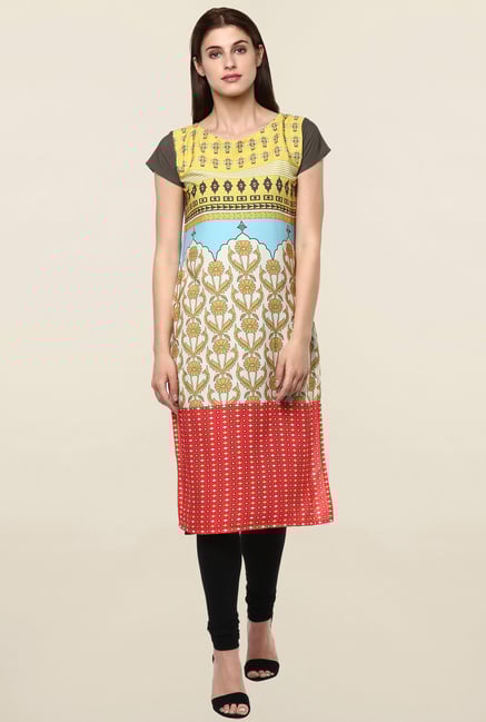Janasya Multicolor Printed Crepe Kurta Janasya Multicolor Printed Crepe Kurta