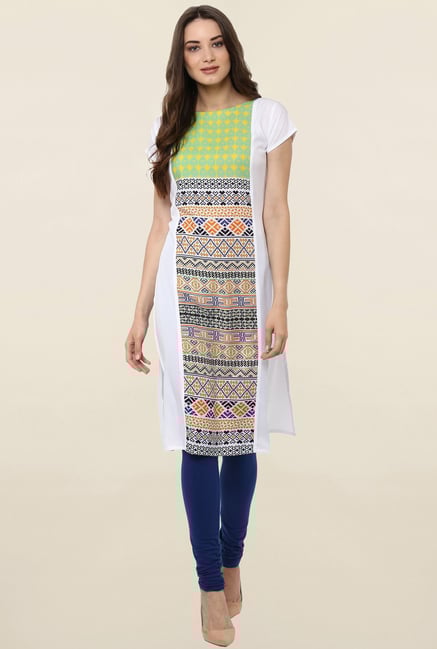 Janasya Multicolor Printed Crepe Kurta Janasya Multicolor Printed Crepe Kurta