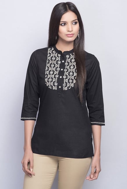 Fabindia Black Embroidered Kurta Shirt Fabindia Black Embroidered Kurta Shirt