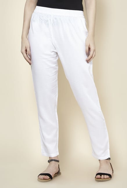 Zudio White Solid Ethnic Pants Zudio White Solid Ethnic Pants