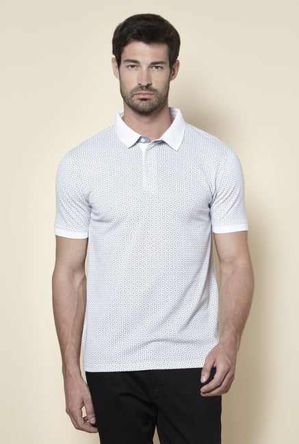 Zudio Off White Printed Regular Fit Polo T Shirt Zudio Off White Printed Regular Fit Polo T Shirt