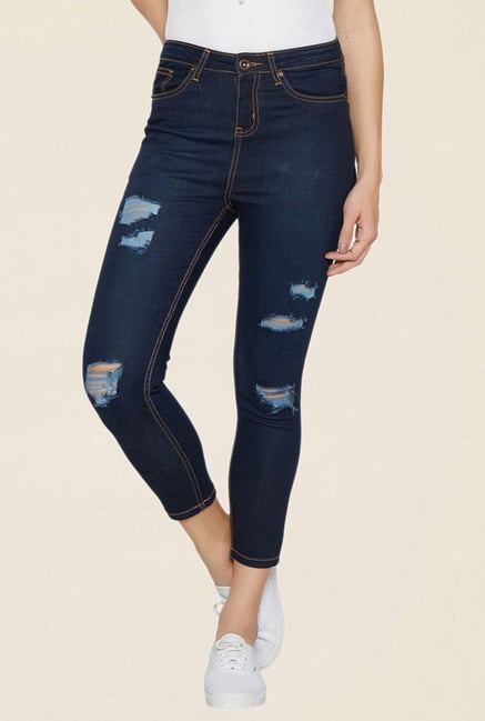 Globus Navy Tattered Jeans Globus Navy Tattered Jeans