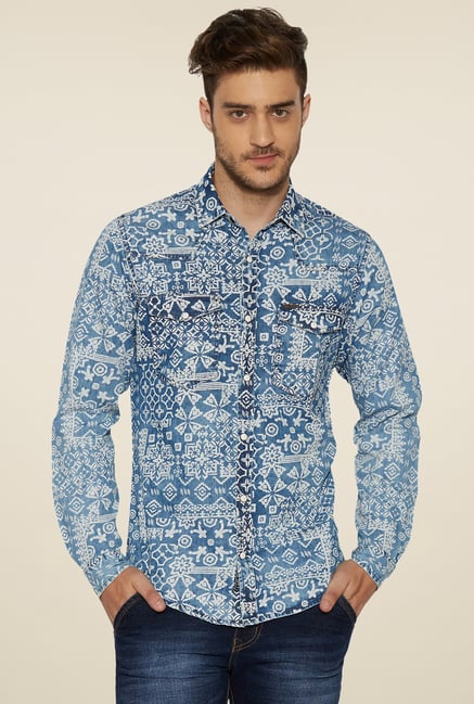 Globus Blue Printed Shirt Globus Blue Printed Shirt