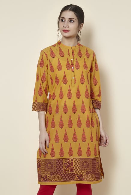 Zudio Yellow Printed Kurta Zudio Yellow Printed Kurta