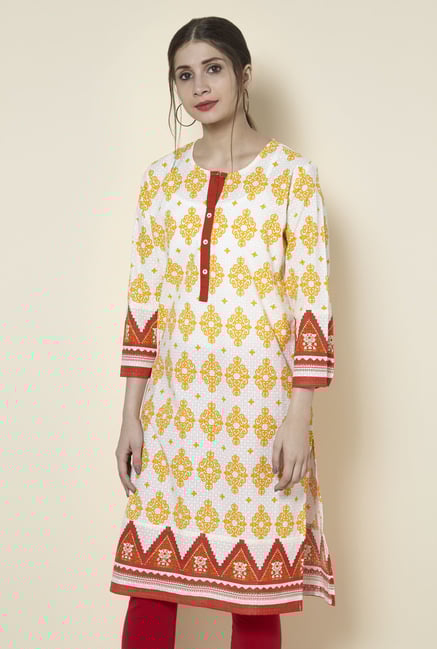Zudio Yellow Printed Kurta Zudio Yellow Printed Kurta