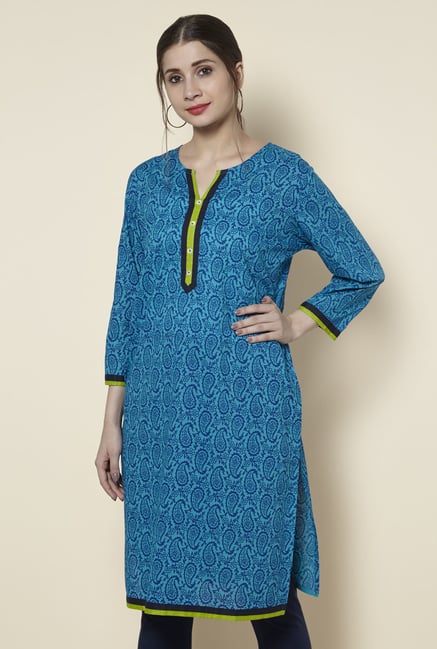 Zudio Blue Paisley Print Kurta Zudio Blue Paisley Print Kurta