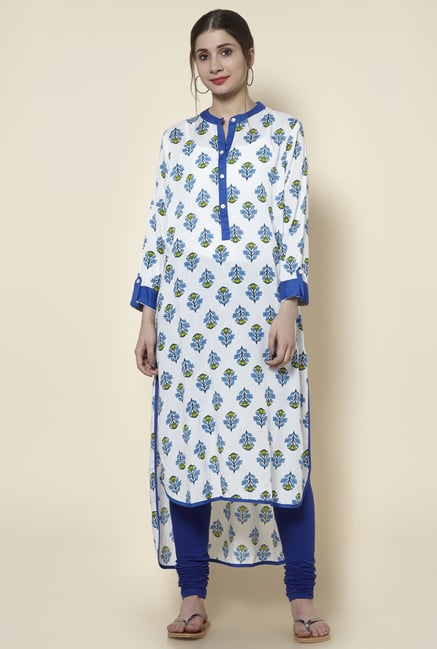 Zudio Blue Floral Print Kurta Zudio Blue Floral Print Kurta