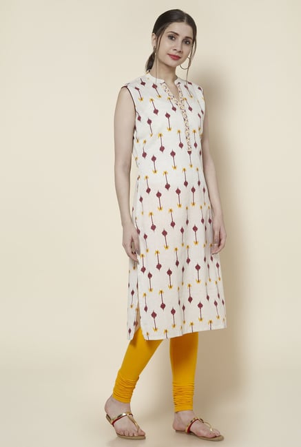 Zudio Off White Printed Kurta Zudio Off White Printed Kurta