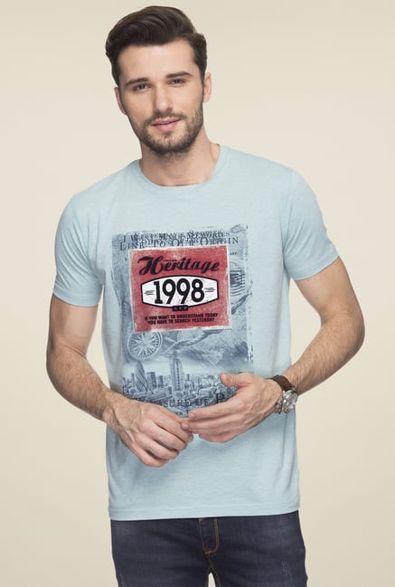 Status Quo Sky Blue Round Neck T-Shirt Status Quo Sky Blue Round Neck T-Shirt