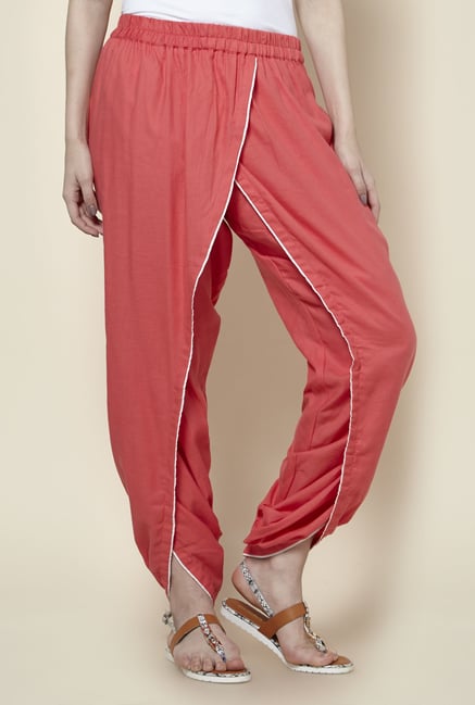 Zudio Coral Solid Ethnic Tulip Pants Zudio Coral Solid Ethnic Tulip Pants