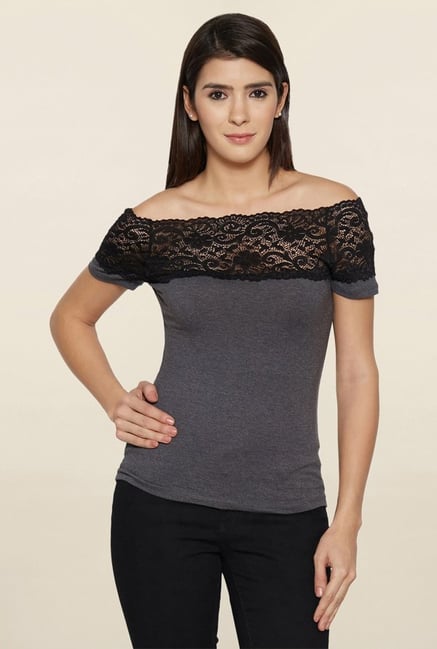 Globus Grey Lace Top Globus Grey Lace Top
