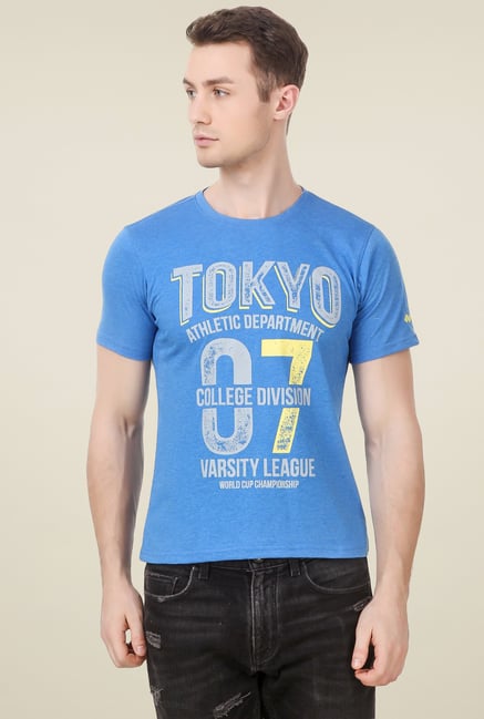 Spunk Blue Cotton T-Shirt Spunk Blue Cotton T-Shirt
