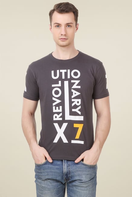 Spunk Charcoal Half Sleeves Cotton T-Shirt Spunk Charcoal Half Sleeves Cotton T-Shirt