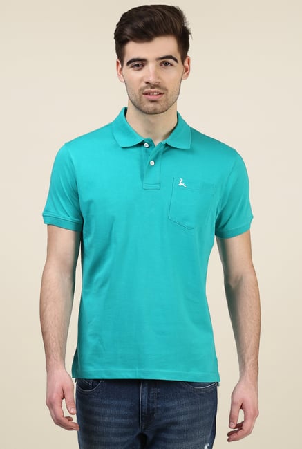 Parx Turquoise Cotton Polo T-Shirt Parx Turquoise Cotton Polo T-Shirt