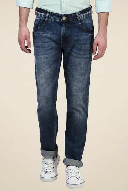 Parx Dark Blue Tapered Fit Mid Rise Jeans Parx Dark Blue Tapered Fit Mid Rise Jeans