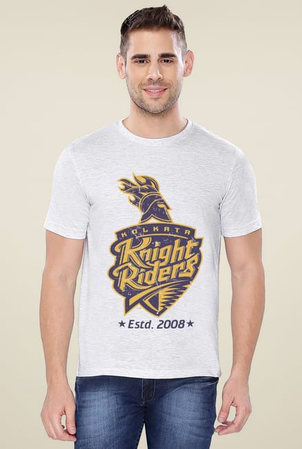 The Souled Store Light Grey T-Shirt (KKR- Vintage Logo) The Souled Store Light Grey T-Shirt (KKR- Vintage Logo)