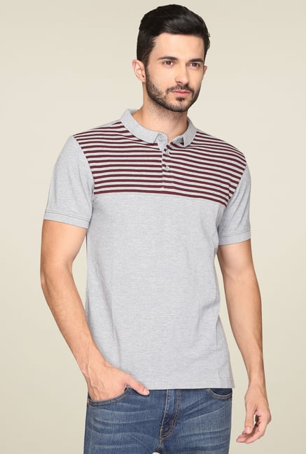 Levi's Light Grey & Maroon Polo T-Shirt Levi's Light Grey & Maroon Polo T-Shirt