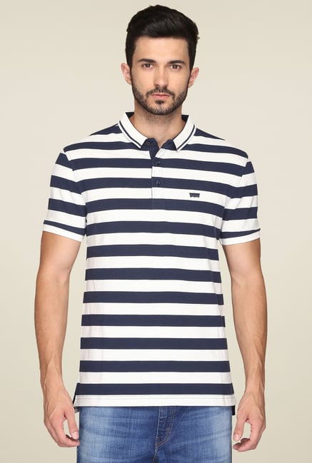 Levi's White & Navy Regular Fit Polo T-Shirt Levi's White & Navy Regular Fit Polo T-Shirt