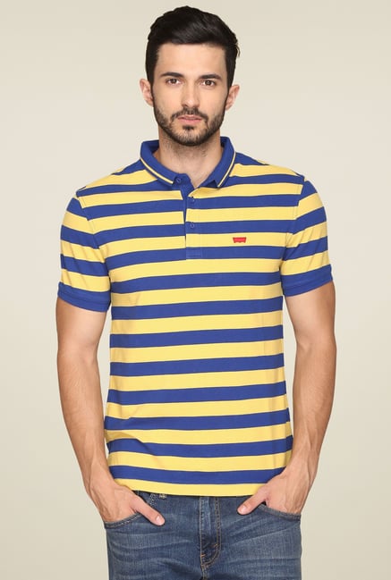Levi's Yellow & Blue Regular Fit Polo T-Shirt Levi's Yellow & Blue Regular Fit Polo T-Shirt