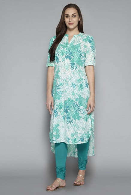 Utsa by Westside Turquoise Floral Print Kurta Utsa by Westside Turquoise Floral Print Kurta