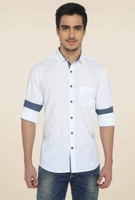 Greenfibre White Slim Fit Solid Shirt Greenfibre White Slim Fit Solid Shirt