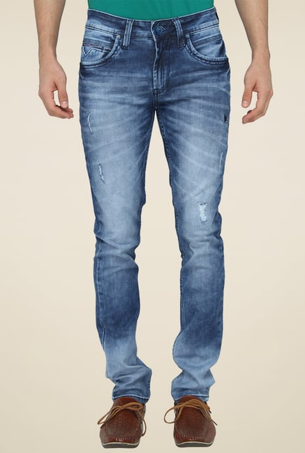 Greenfibre Light Blue Heavily Washed Slim Fit Jeans Greenfibre Light Blue Heavily Washed Slim Fit Jeans