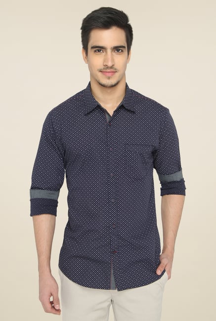 Greenfibre Navy Slim Fit Cotton Shirt Greenfibre Navy Slim Fit Cotton Shirt