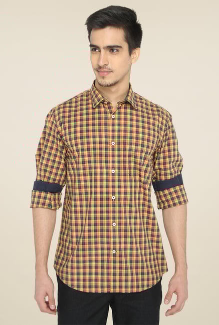 Jadeblue Yellow & Black Regular Fit Shirt Jadeblue Yellow & Black Regular Fit Shirt