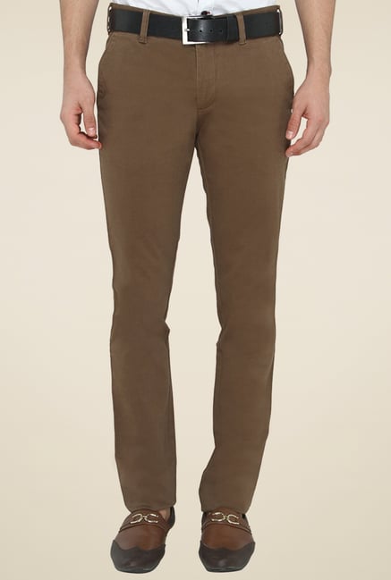 Greenfibre Dark Brown Mid Rise Cotton Trousers Greenfibre Dark Brown Mid Rise Cotton Trousers