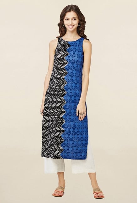 Global Desi Blue Printed Kurta Global Desi Blue Printed Kurta