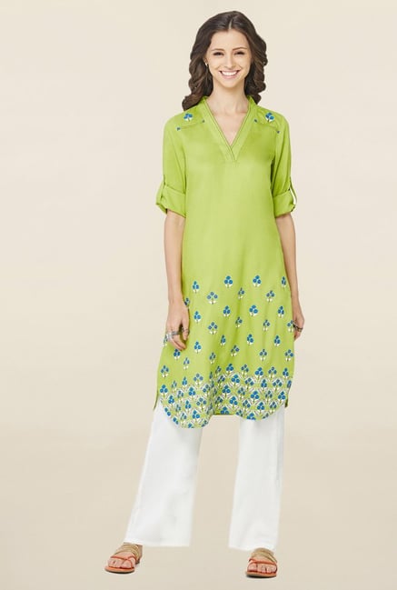 Global Desi Lime Printed Kurta Global Desi Lime Printed Kurta