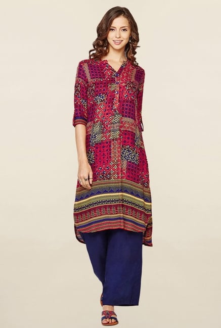 Global Desi Pink Printed Kurta Global Desi Pink Printed Kurta