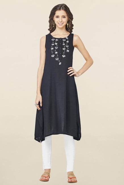 Global Desi Black Embroidered Kurta Global Desi Black Embroidered Kurta