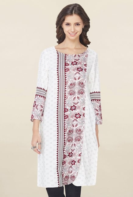 Global Desi White Embroidered Kurta Global Desi White Embroidered Kurta