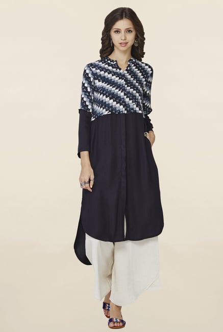 Global Desi Black Printed Kurta Global Desi Black Printed Kurta