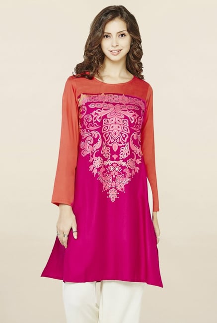 Global Desi Pink Printed Kurti Global Desi Pink Printed Kurti