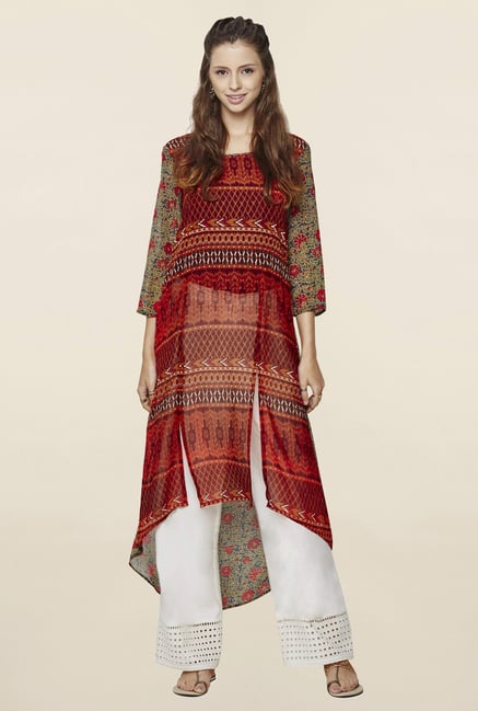 Global Desi Red Printed Kurta Global Desi Red Printed Kurta