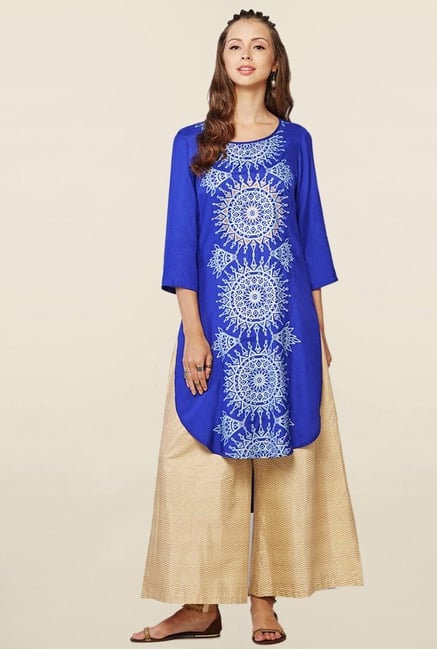 Global Desi Blue Printed Kurta Global Desi Blue Printed Kurta