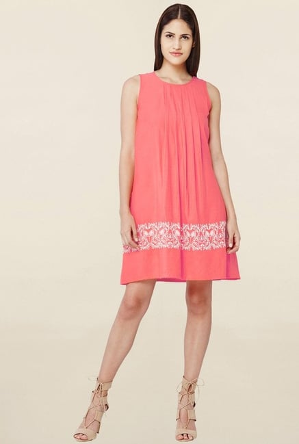 AND Coral Embroidered Shift Dress AND Coral Embroidered Shift Dress