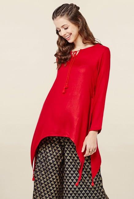 Global Desi Red Solid Kurti Global Desi Red Solid Kurti