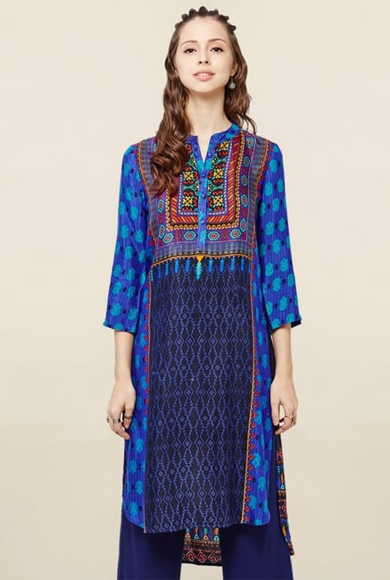 Global Desi Blue Printed Kurti Global Desi Blue Printed Kurti