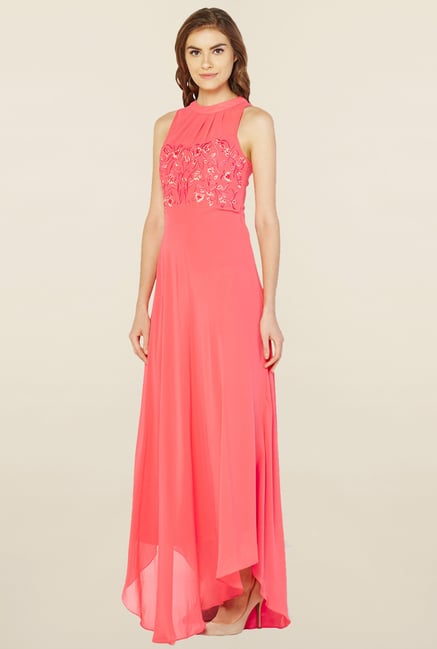 AND Coral Embroidered Dress AND Coral Embroidered Dress