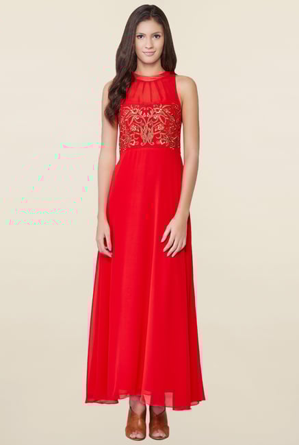 AND Red Embroidered Dress AND Red Embroidered Dress