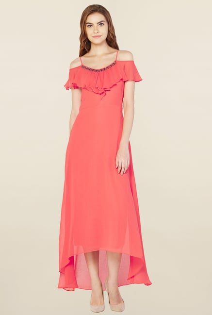 AND Coral Embellished Dress AND Coral Embellished Dress