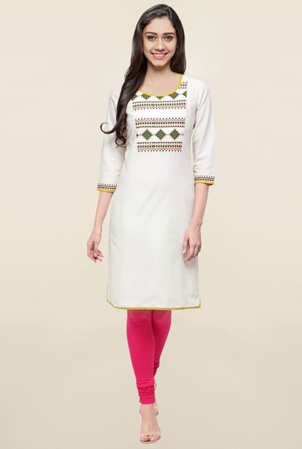 Globus Off White Printed Kurta Globus Off White Printed Kurta