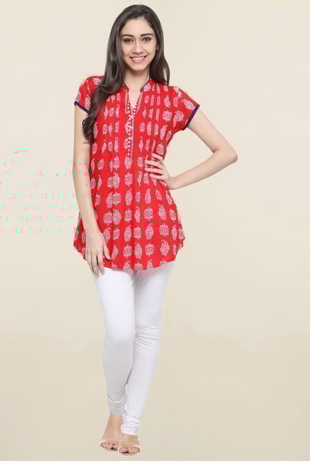 Globus Red Printed Kurti Globus Red Printed Kurti