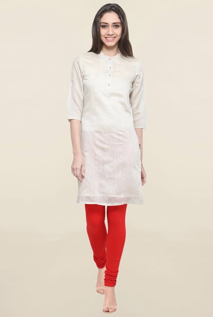 Globus Cream Textured Kurti Globus Cream Textured Kurti