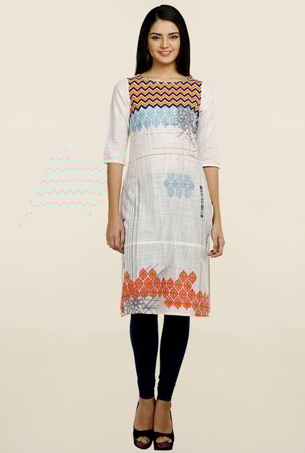 Aurelia Off White Printed Kurta Aurelia Off White Printed Kurta